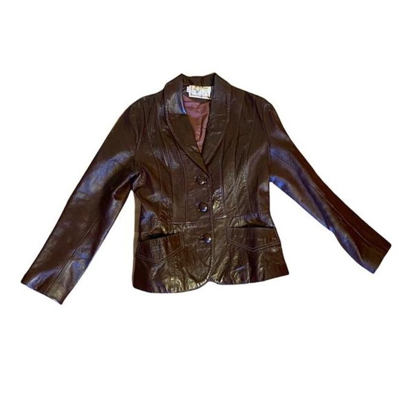 Vintage 70s Leather Blazer-style Jacket by El VenadoMade in Mexico